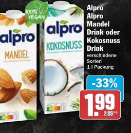 AEZ Alpro Alpro Mandel Drink oder Kokosnuss Drink Angebot