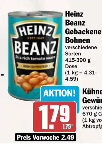 AEZ Heinz Beanz Gewürzgurken Bohnen Angebot