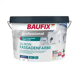 Netto Marken-Discount BAUFIX professional Silikon Fassadenfarbe weiss stumpfmatt, 10 Liter, Außenwand Farbe Angebot