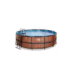 Netto Marken-Discount EXIT Wood Pool ø450x122cm mit Filterpumpe - braun Angebot