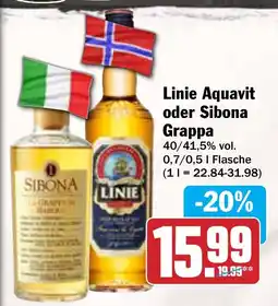 AEZ Linie Aquavit oder Sibona Grappa Angebot