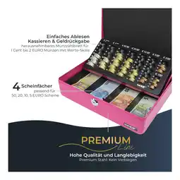 Netto Marken-Discount HMF 10015-15 Geldkassette mit Münzzählbrett, 30 x 24 x 9 cm, Pink Angebot