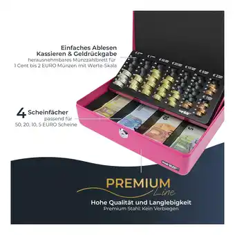 Netto Marken-Discount HMF 10015-15 Geldkassette mit Münzzählbrett, 30 x 24 x 9 cm, Pink Angebot