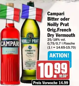 AEZ Campari Bitter oder Noilly Prat Orig.French Dry Vermouth Angebot