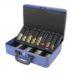 Netto Marken-Discount HMF 22037-05 Geldkassette mit Münzzählbrett und 2 Tragegriffen, 36 x 25 x 11 cm, Blau Angebot