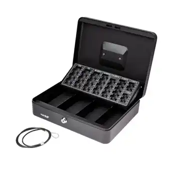 Netto Marken-Discount HMF 4215-09 Geldkassette mit Münzzählbrett und Sicherungskabel, 30,5 x 24 x 8,5 cm, Silber Angebot