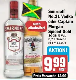 AEZ Smirnoff No.21 Vodka oder Captain Morgan Spiced Gold Angebot