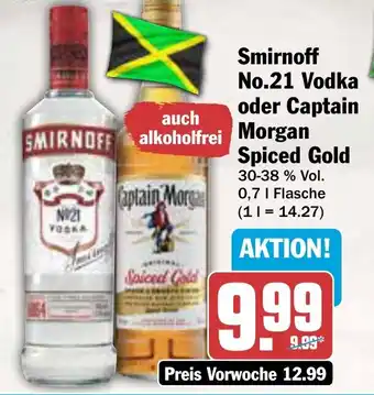AEZ Smirnoff No.21 Vodka oder Captain Morgan Spiced Gold Angebot