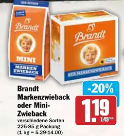 AEZ Brandt Markenzwieback oder Mini- Zwieback verschiedene Sorten Angebot