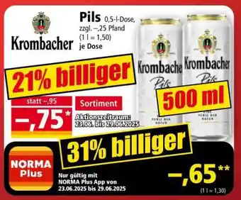Norma Krombacher Pils 0,5-l-Dose Angebot