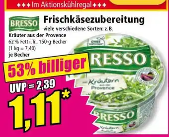Norma Bresso Frischkäsezubereitung Angebot