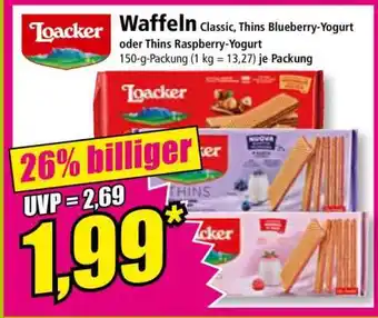 Norma Loacker Waffeln Classic, Thins Blueberry-Yogurt oder Thins Raspberry-Yogurt Angebot