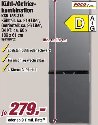 Poco POCO line Kühl-/Gefrierkombination KGK 185-315 Angebot