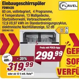 Poco FLAVEL Einbaugeschirrspüler FDWI420 Angebot