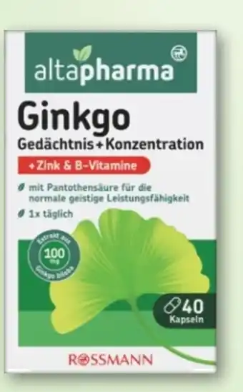 Rossmann Altapharma Ginkgo Gedächtnis + Konzentration Angebot