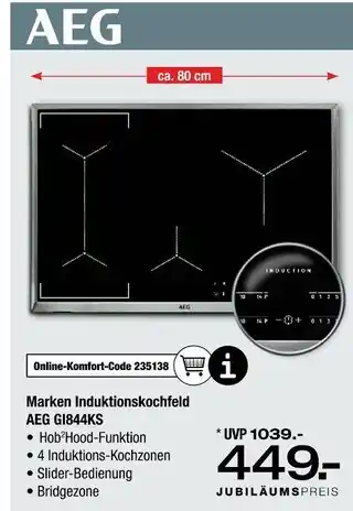 Ostermann Aeg marken induktionskochfeld aeg gi844ks Angebot
