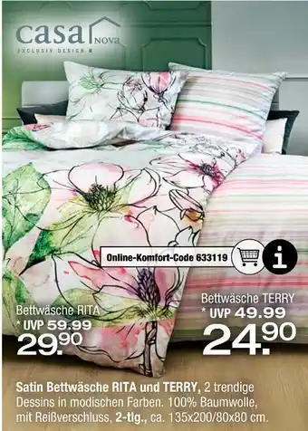 Ostermann Casa nova satin bettwäsche rita und terry Angebot