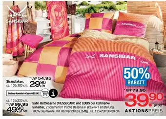Ostermann Sansibar satin bettwäsche chessboard und louis oder strandlaken Angebot