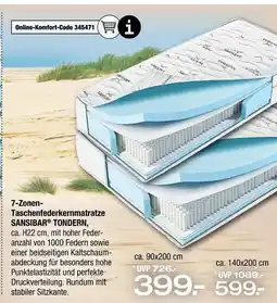 Ostermann Sansibar tondern 7-zonen-taschenfederkernmatratze Angebot