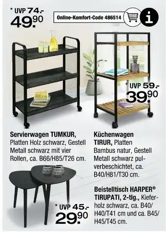 Ostermann Servierwagen tumkur, küchenwagen tirur oder beistelltisch harper tirupati, 2-tlg Angebot
