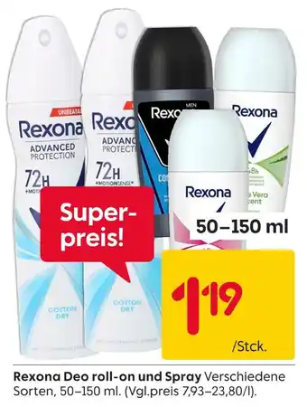 Rusta Rexona deo roll-on und spray Angebot
