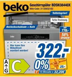 Expert Beko geschirrspüler bdsn38440x Angebot