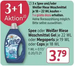 Rossmann Spee oder weißer riese waschmittel gel oder megaperls oder caps Angebot