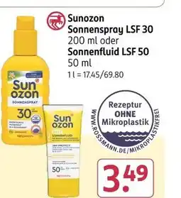 Rossmann Sunozon sonnenspray lsf 30 oder sonnenfluid lsf 50 Angebot