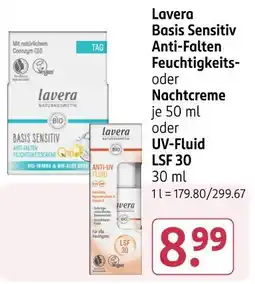 Rossmann Lavera basis sensitiv anti-falten feuchtigkeits- oder nachtcreme Angebot