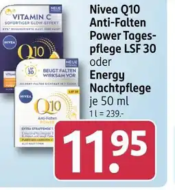 Rossmann Nivea nivea q10 anti-falten power tagespflege lsf 30 oder energy nachtpflege Angebot