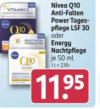 Rossmann Nivea nivea q10 anti-falten power tagespflege lsf 30 oder energy nachtpflege Angebot
