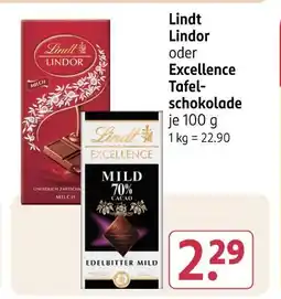 Rossmann Lindt lindor oder excellence tafelschokolade Angebot