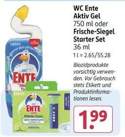 Rossmann Wc ente wc ente aktiv gel 750 ml oder frische-siegel starter set 36 ml Angebot