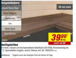 toom Baumarkt Atlantic stone steel oder eiche endgrain oder arabescato oder uni oder beton sand oder nuss butcher Angebot