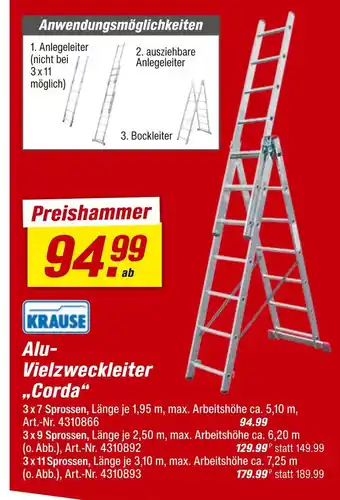toom Baumarkt Krause alu-vielzweckleiter corda Angebot