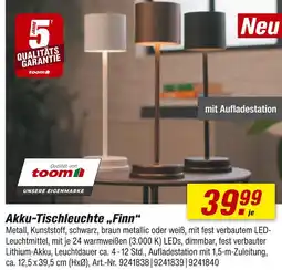 toom Baumarkt Toom akku-tischleuchte „finn“ Angebot