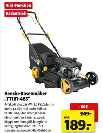 Hagebau Woodstar benzin-rasenmäher „tt161-46s“ Angebot