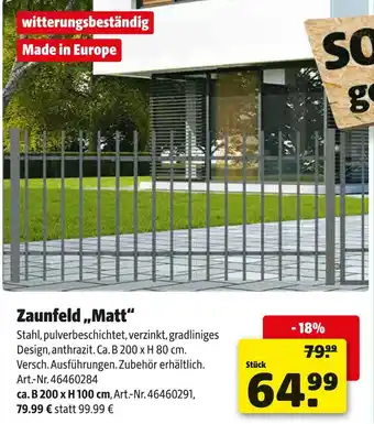 Hagebau Zaunfeld matt Angebot