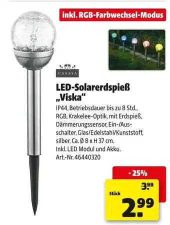 Hagebau Casaya led-solarerdspieß viska Angebot