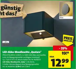 Hagebau Led-akku-wandleuchte „ruka“ oder led-akku-wandleuchte „quatara“ Angebot