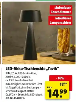 Hagebau Led-akku-tischleuchte „tavik“ Angebot