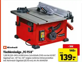 Hagebau Einhell tischkreissäge „tc-ts 8“ Angebot