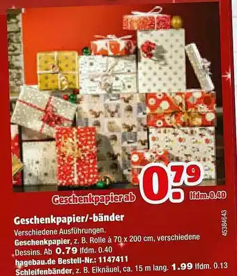 Hagebau Geschenkpapier-bänder Angebot