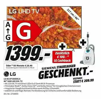 MediaMarkt Lg 86up80009la 86" Uhd Led XXL Tv Angebot