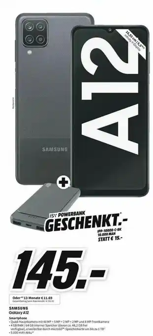 MediaMarkt Samsung Galaxy A12 Smartphone Angebot