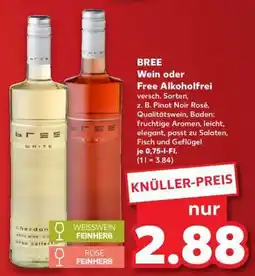 Kaufland BREE Wein oder Free Alkoholfrei Angebot