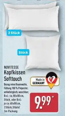 Aldi Nord NOVITESSE Kopfkissen Softtouch Angebot