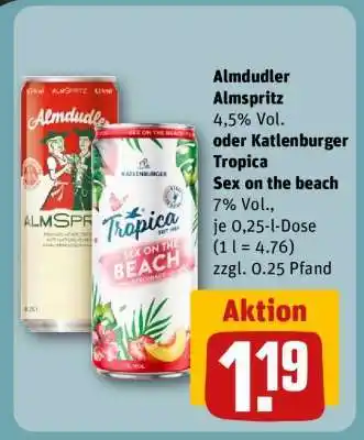 REWE Almdudler Almspritz oder Katlenburger Tropica Sex on the beach Angebot