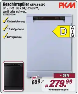 Poco PKM Geschirrspüler GSP12-6DPO Angebot