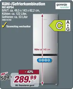 Poco gorenje Kühl-/Gefrierkombination RK14CPS4 Angebot